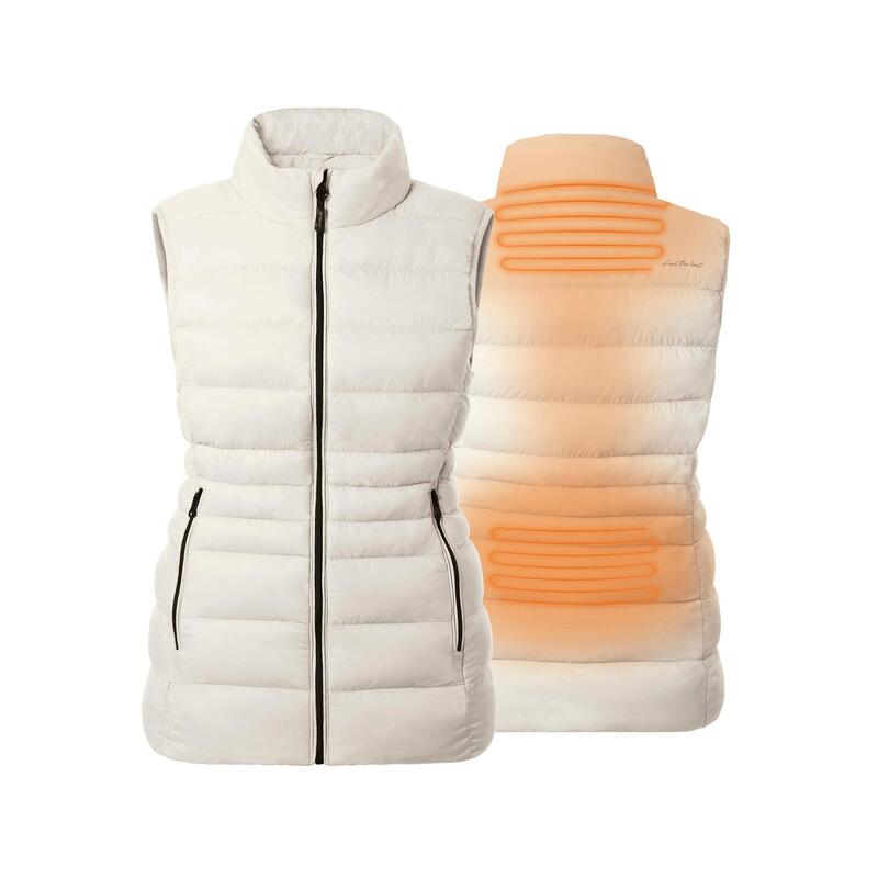 Verwarmde Mouwloze Vest Slim Fit - Vrouwen - Gevoerde kraag - Super Power -Taupe