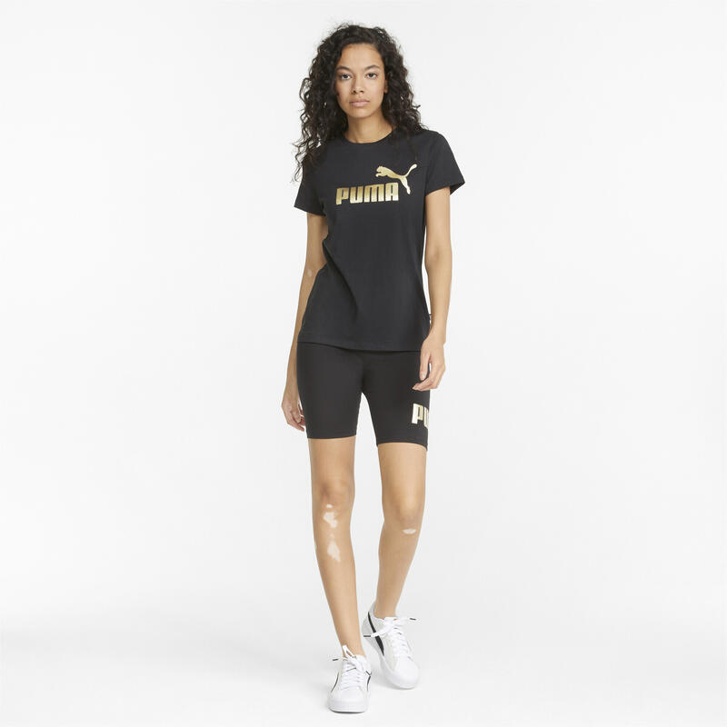 Camiseta Mujer Essentials+ Metallic Logo PUMA Black Gold Foil