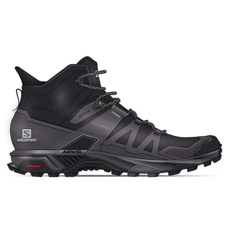 Botas Trekking De Montaña Para Hombre Salomon X Ultra 4 Mid Gtx Black Negro