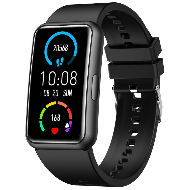 Smartwatch met Gebogen Touchscreen - Abyx Fit Etna - Zwart