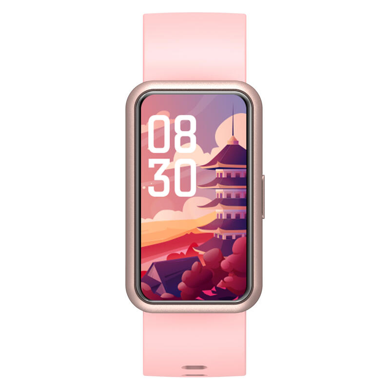 Montre Connectée avec Écran Tactile Incurvé – Abyx Fit Etna – Rose Poudré