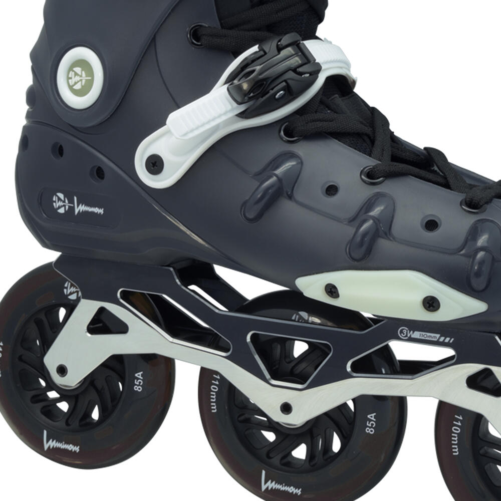 LUMINOUS RAY 110 INLINE FREERIDE & FREESTYLE SKATES - inc LED WHEELS - DARK 4/5