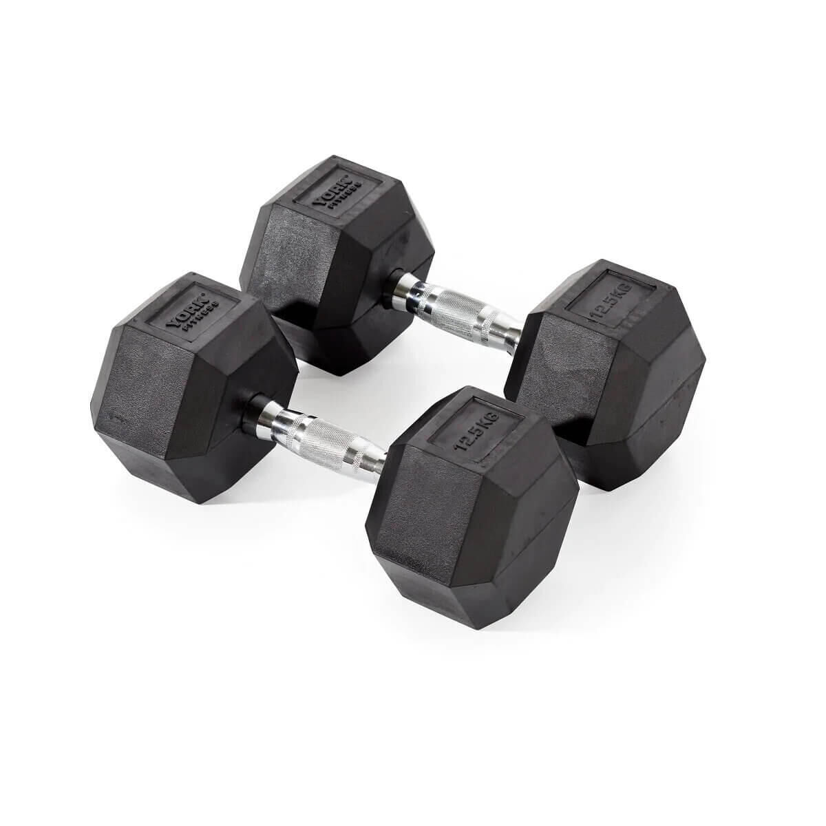 YORK FITNESS York Fitness Rubber Hex Dumbbells 2 x 12.5kg