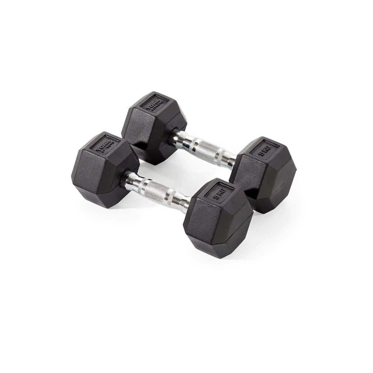 YORK FITNESS York Fitness Rubber Hex Dumbbells 2 x 5kg