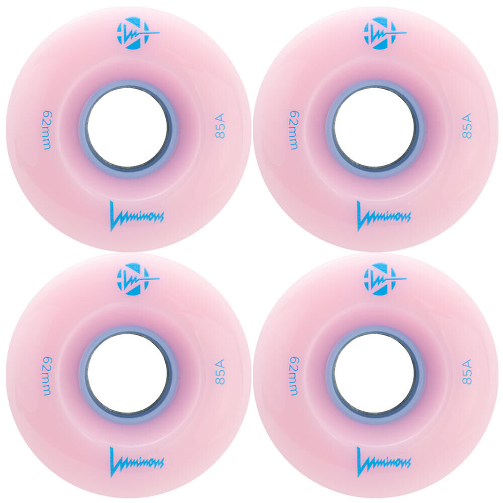 LUMINOUS LUMINOUS LED LIGHT UP ROLLER SKATE WHEELS PINK/LIGHT BLUE 62 MM 85A – SET OF 4