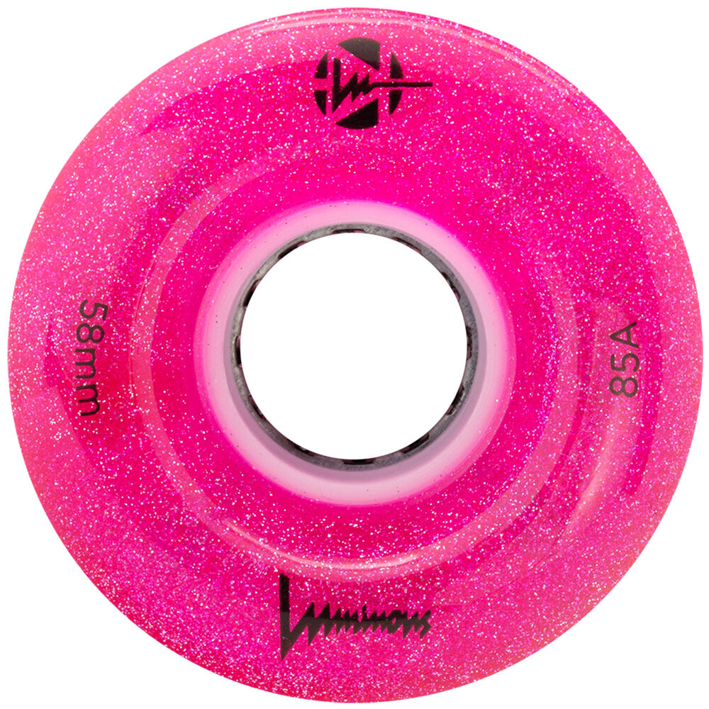 LUMINOUS LED LIGHT UP ROLLER SKATE WHEELS PINK GLITTER 58 MM 85A – SET OF 4 2/5
