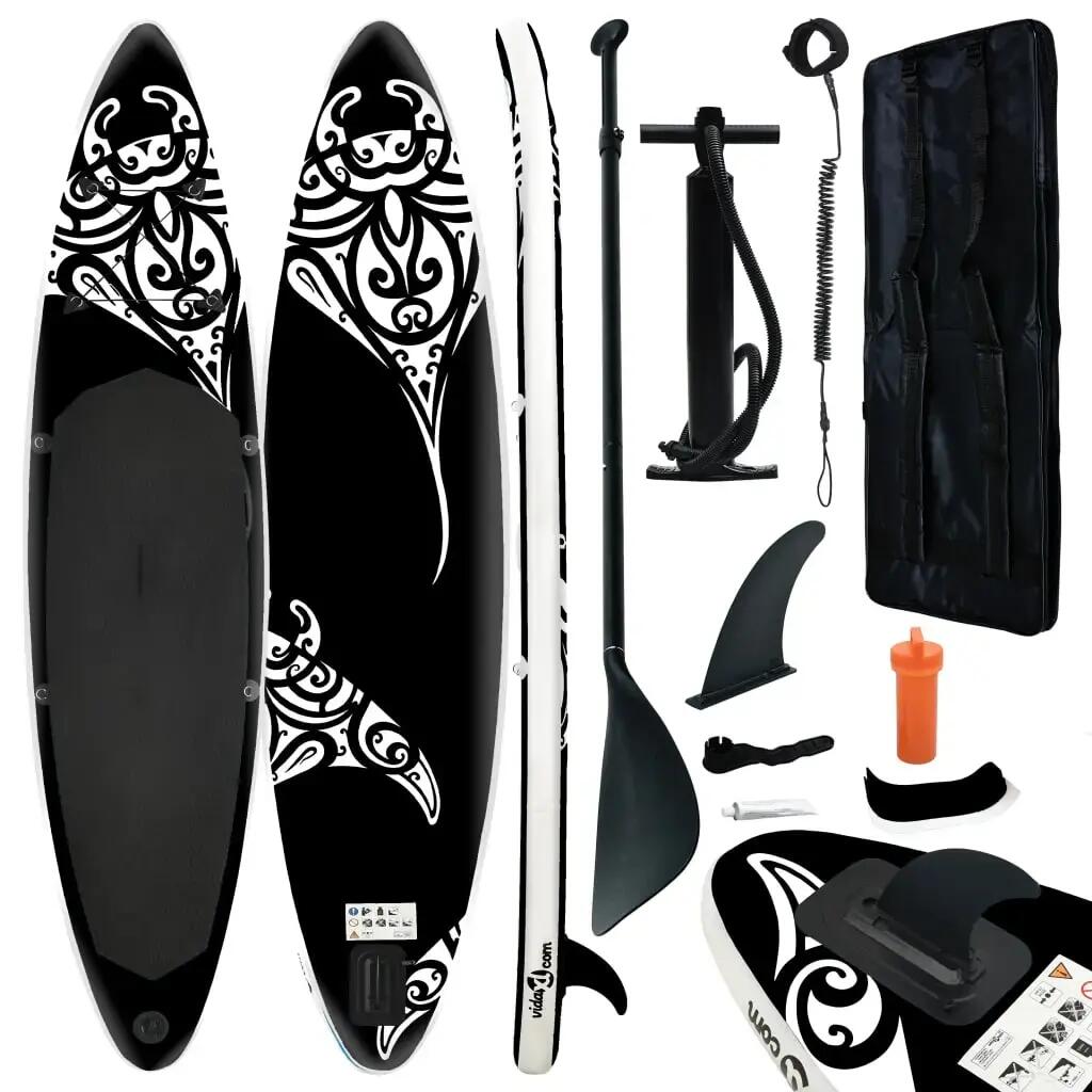 VidaXL Inflatable Stand Up Paddleboard Set 305x76x15 cm Black