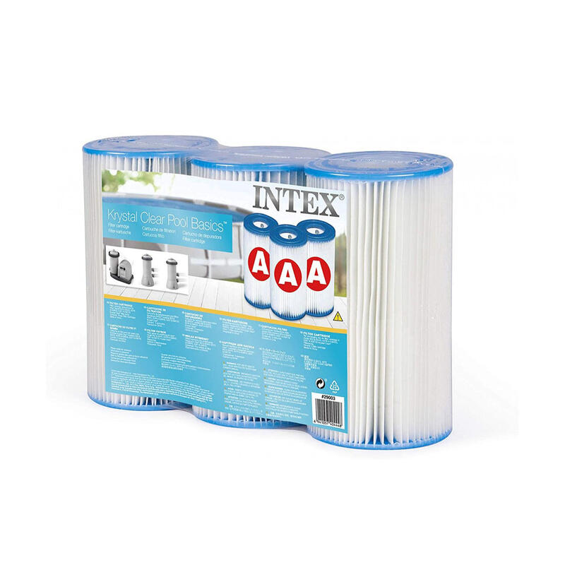 Pack 3 cartuchos Intex tipo a - altura 20,2 cm, diâmetro 10,8/5 cm