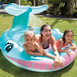 Piscina Hinchable Infantil Con Pulverizador Ballena Intex - Azul