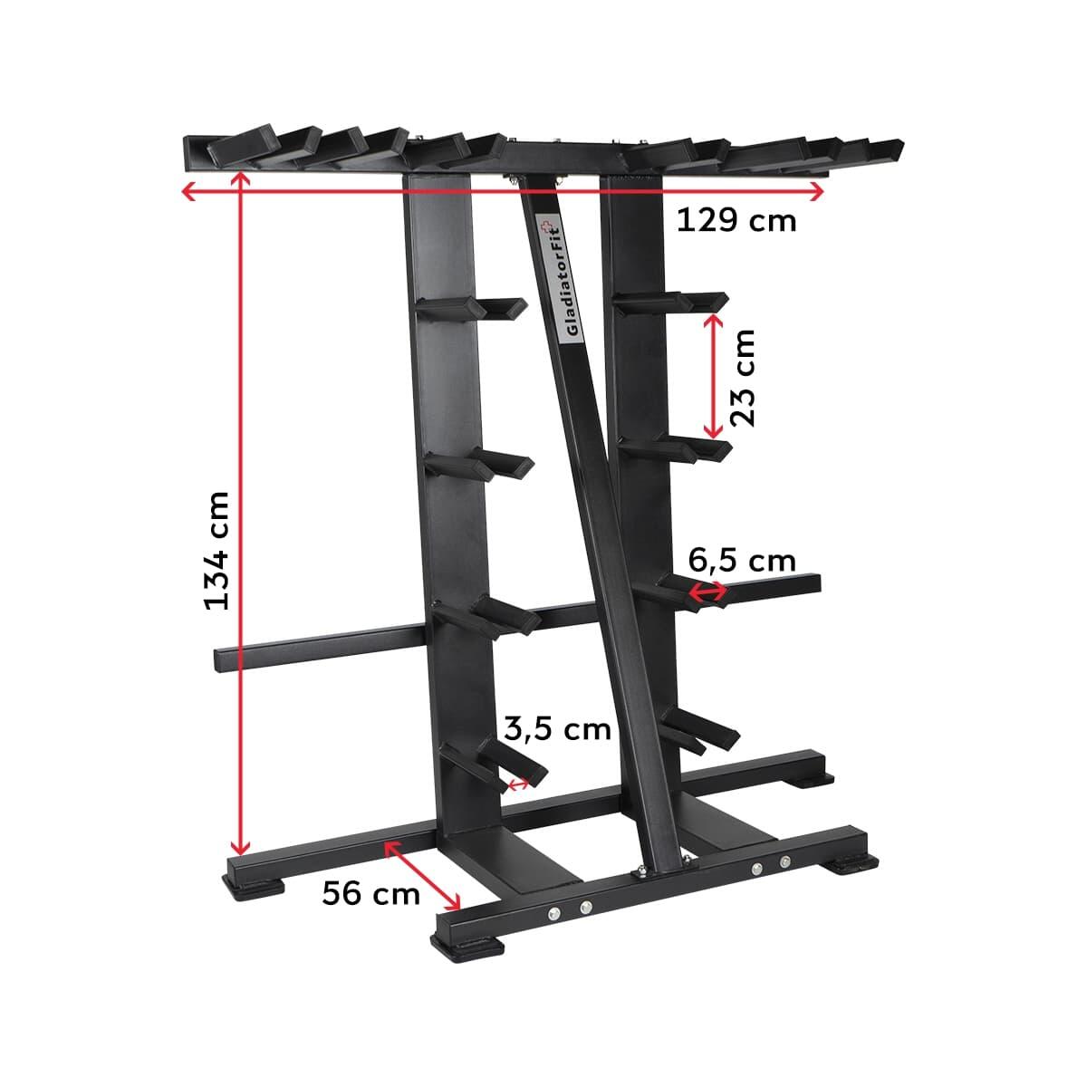 Full storage of quick-release discs and bars