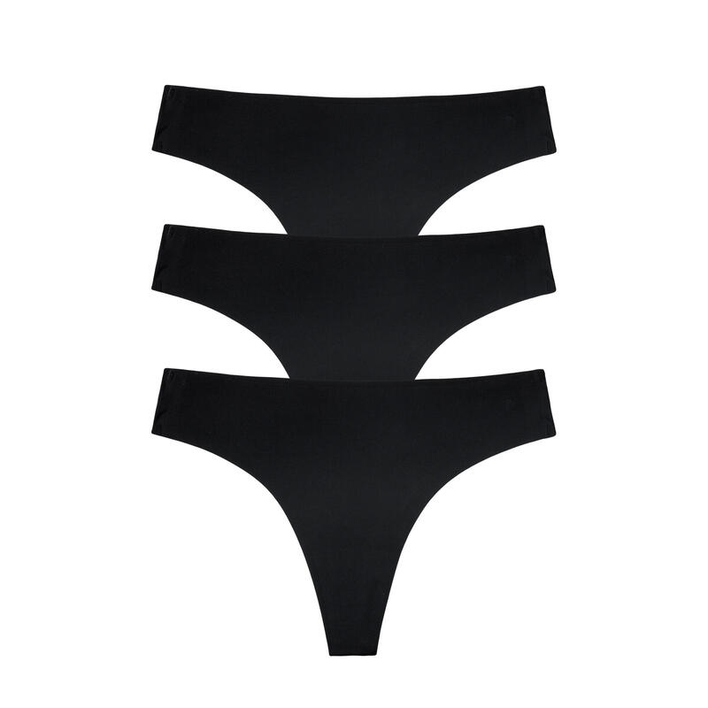 Pack 3 tangas de microfibra Elaphe Microfibra de mujer Black Limba