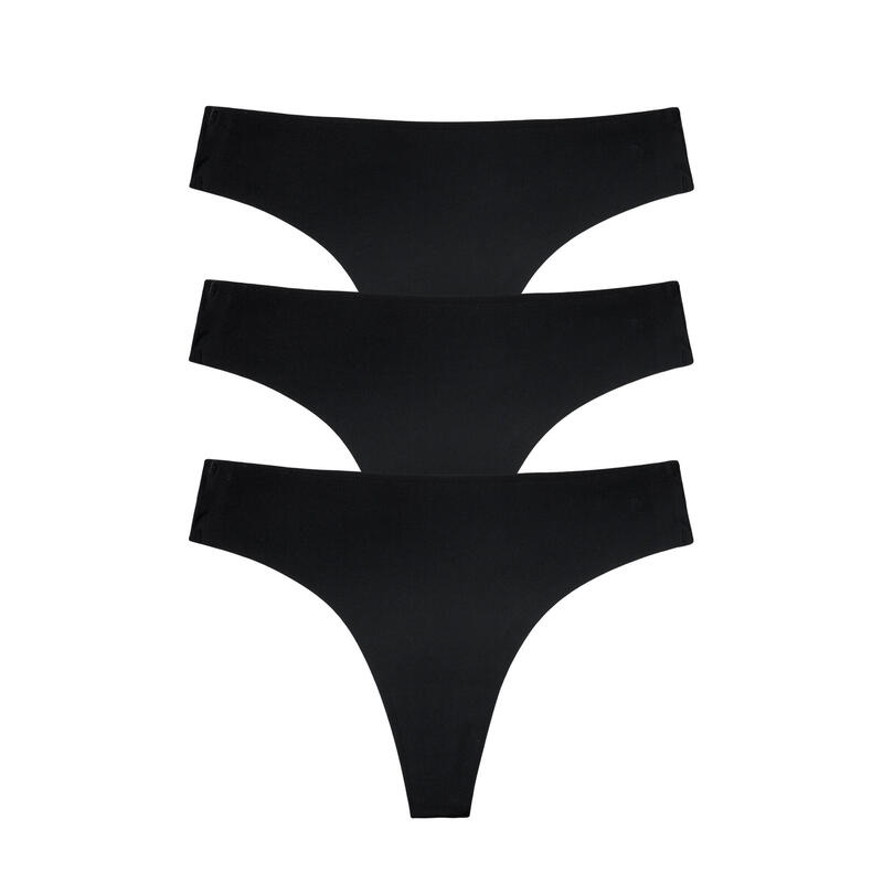 Pacote 3 Cueca/Tanga desportivas de microfibras Elaphe das mulher Black Limba