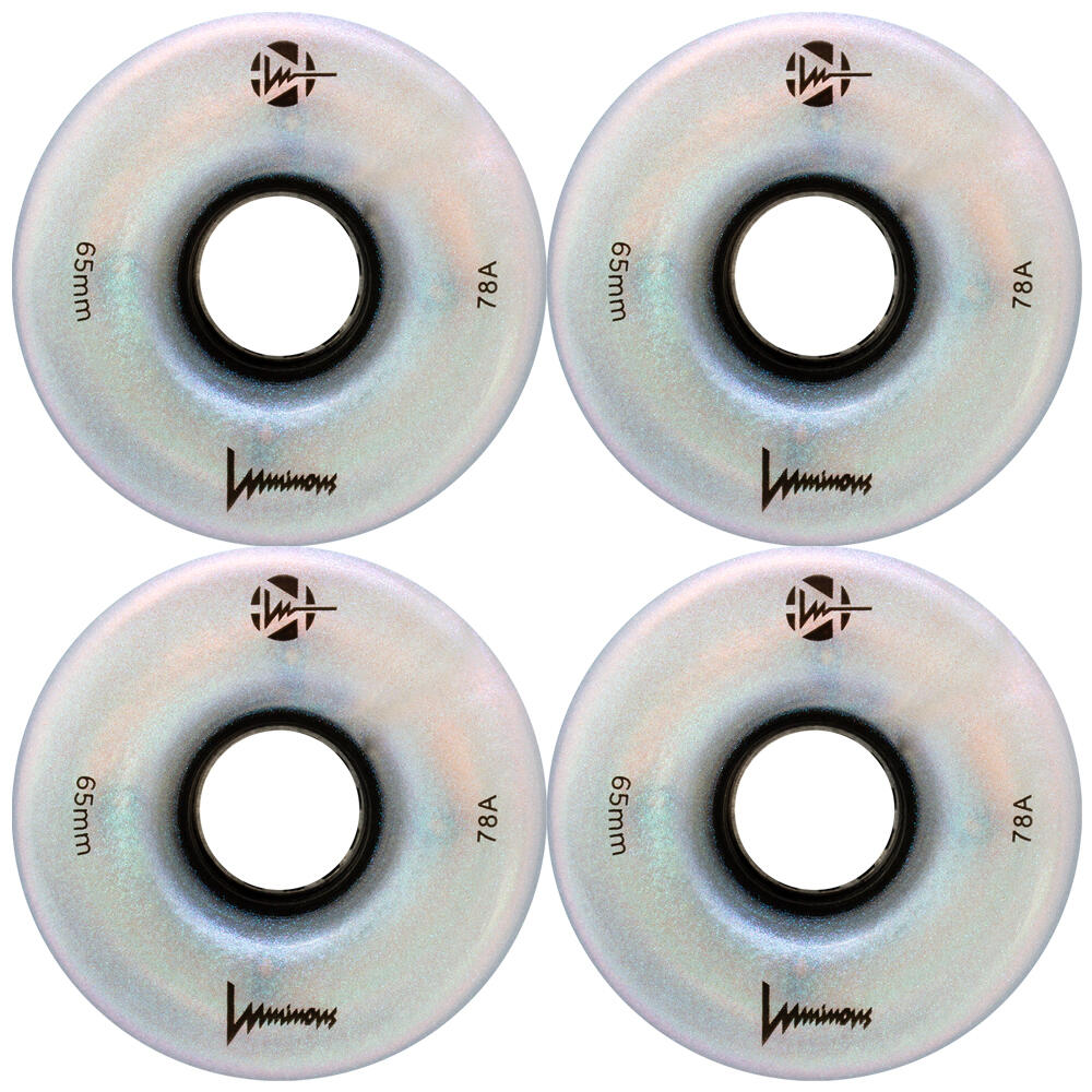 LUMINOUS LED LIGHT UP ROLLER SKATE WHEELS - BLACK PEARL 65 x 37 MM – SET OF 4 1/5