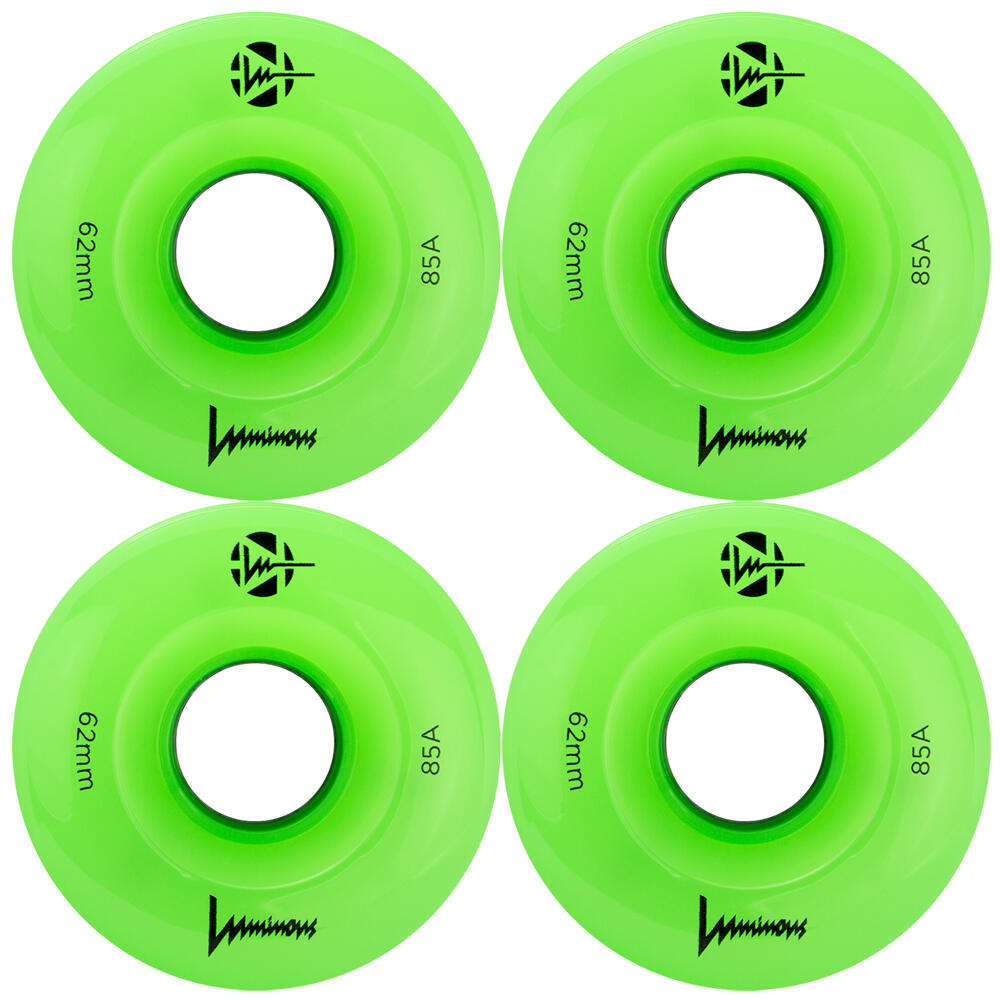 LUMINOUS SIXIES LED LIGHT UP ROLLER SKATE WHEELS - APPLE GLOW 62 MM – SET OF 4 1/5