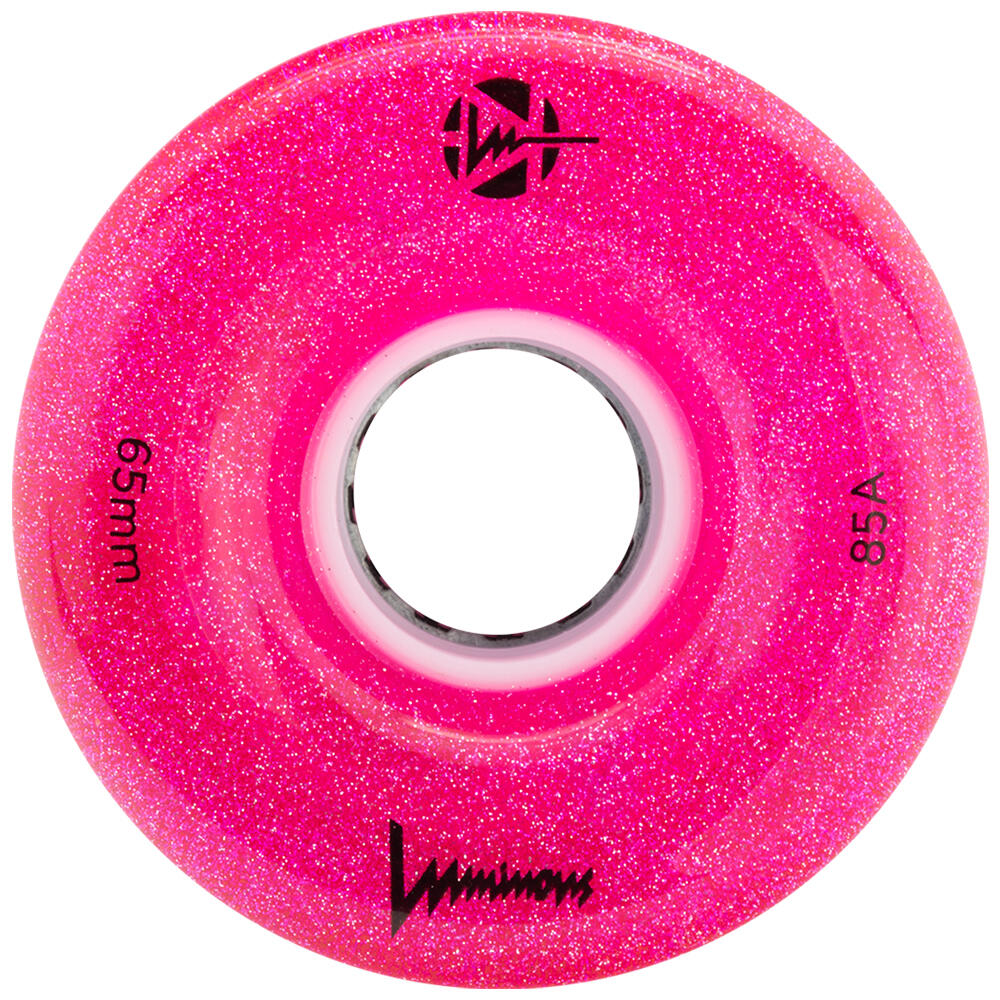 LUMINOUS LED LIGHT UP ROLLER SKATE WHEELS - PINK GLITTER 65 x 37 MM – SET OF 4 2/5