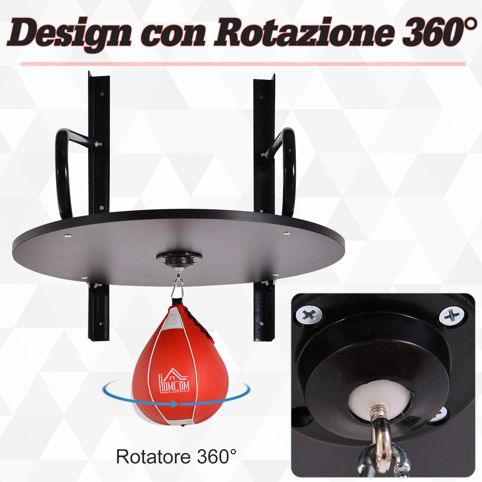 HOMCOM Sacco Boxe Pera Veloce con Piattaforma e Accessori Inclusi 5/5