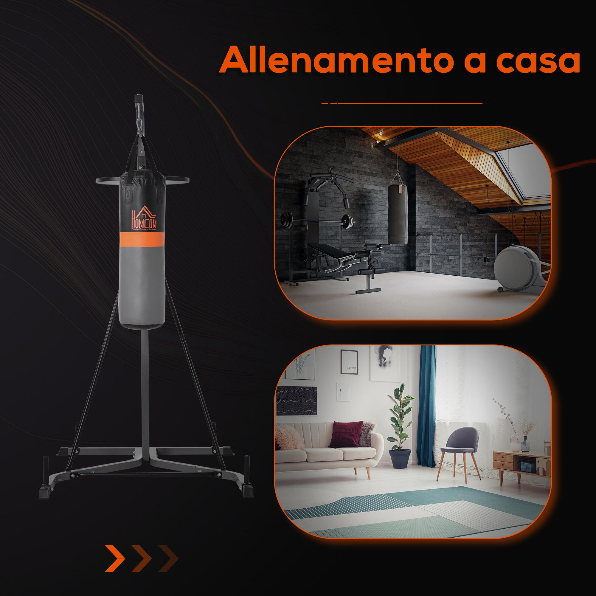 HOMCOM Stazione Sacco da Boxe con Pera da Boxe, Altezza Regolabile per Fitness 5/7