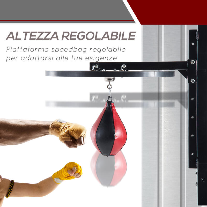 HOMCOM Piattaforma Boxe con Speed Ball di Φ21 cm, Punchball per Allenamento