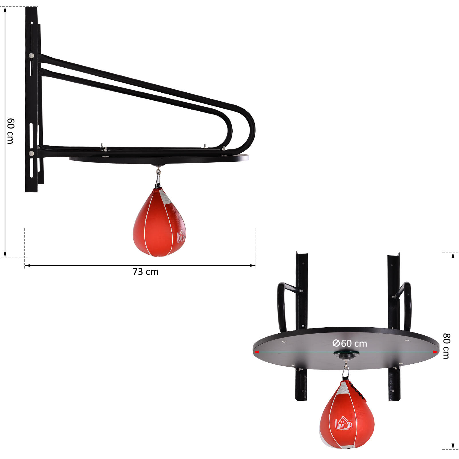 HOMCOM Sacco Boxe Pera Veloce con Piattaforma e Accessori Inclusi 2/5
