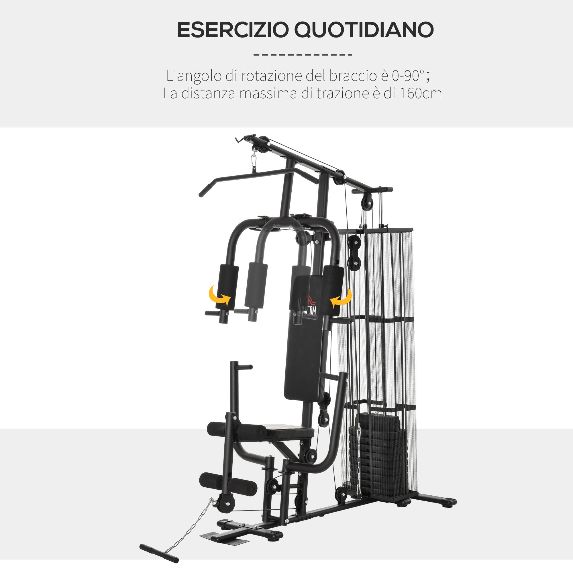 HOMCOM Stazione Fitness per Allenamento a Casa e Professionale in Acciaio 4/8