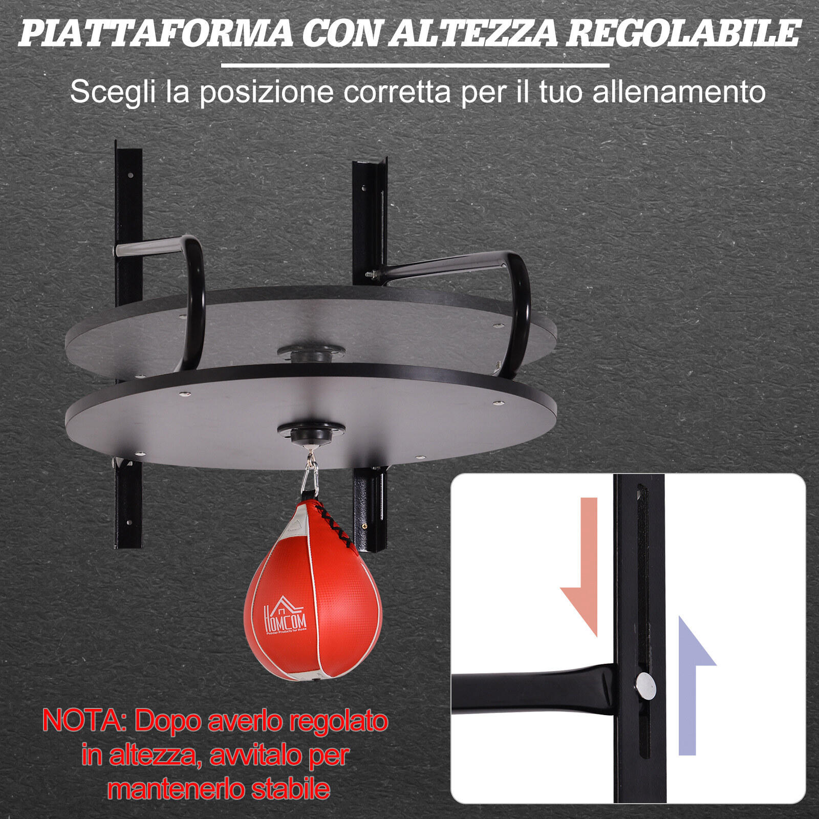 HOMCOM Sacco Boxe Pera Veloce con Piattaforma e Accessori Inclusi 4/5