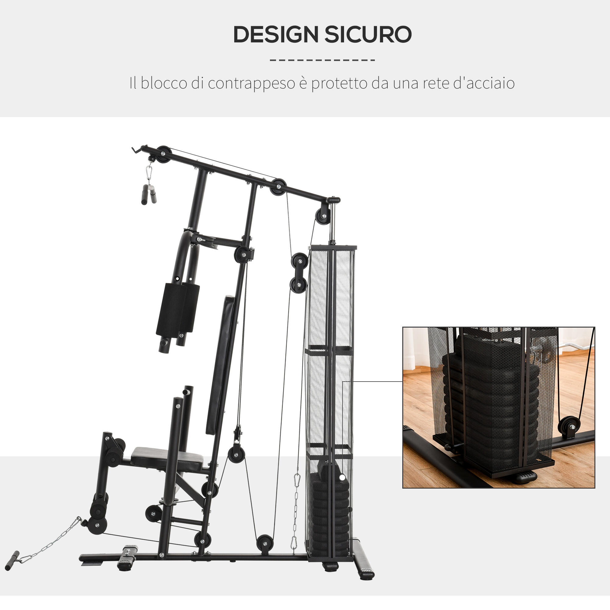HOMCOM Stazione Fitness per Allenamento a Casa e Professionale in Acciaio 5/8