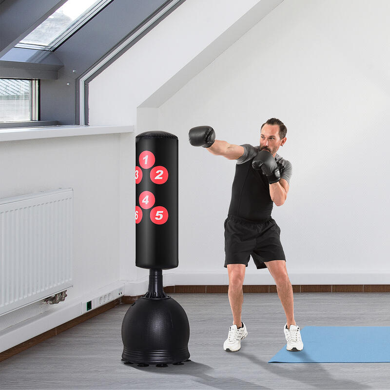 HOMCOM Sacco da Boxe o Kickboxing da Terra per Adulti e Bambini (50x50x165cm)