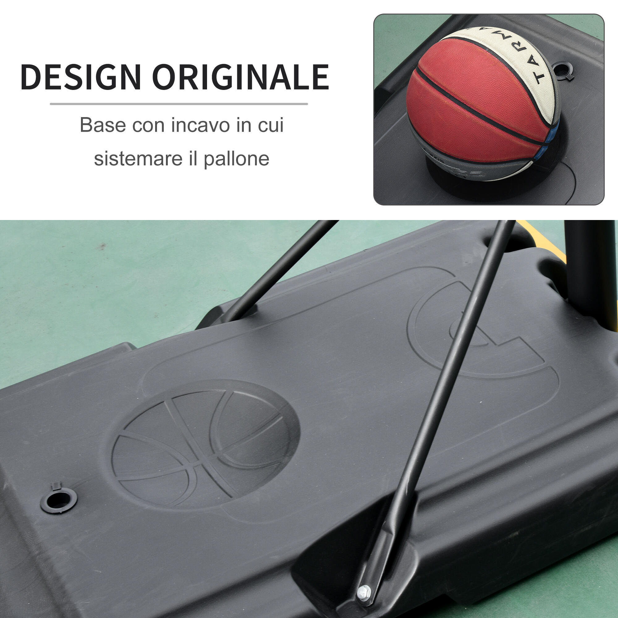 HOMCOM Canestro Basket Altezza Regolabile 231-305cm Base con Ruote 5/6
