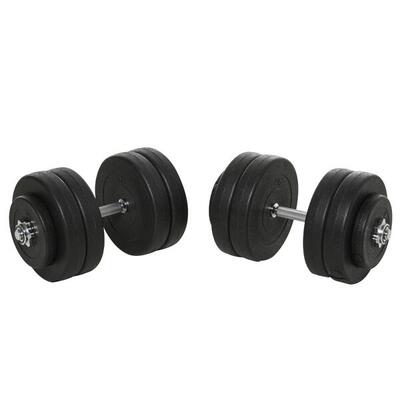HOMCOM Set Manubri Palestra 50kg Pesi Bodybuilding con 12 Dischi Gommati Nero