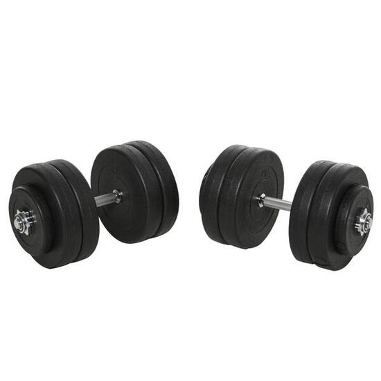 HOMCOM Set Manubri Palestra 50kg Pesi Bodybuilding con 12 Dischi Gommati Nero
