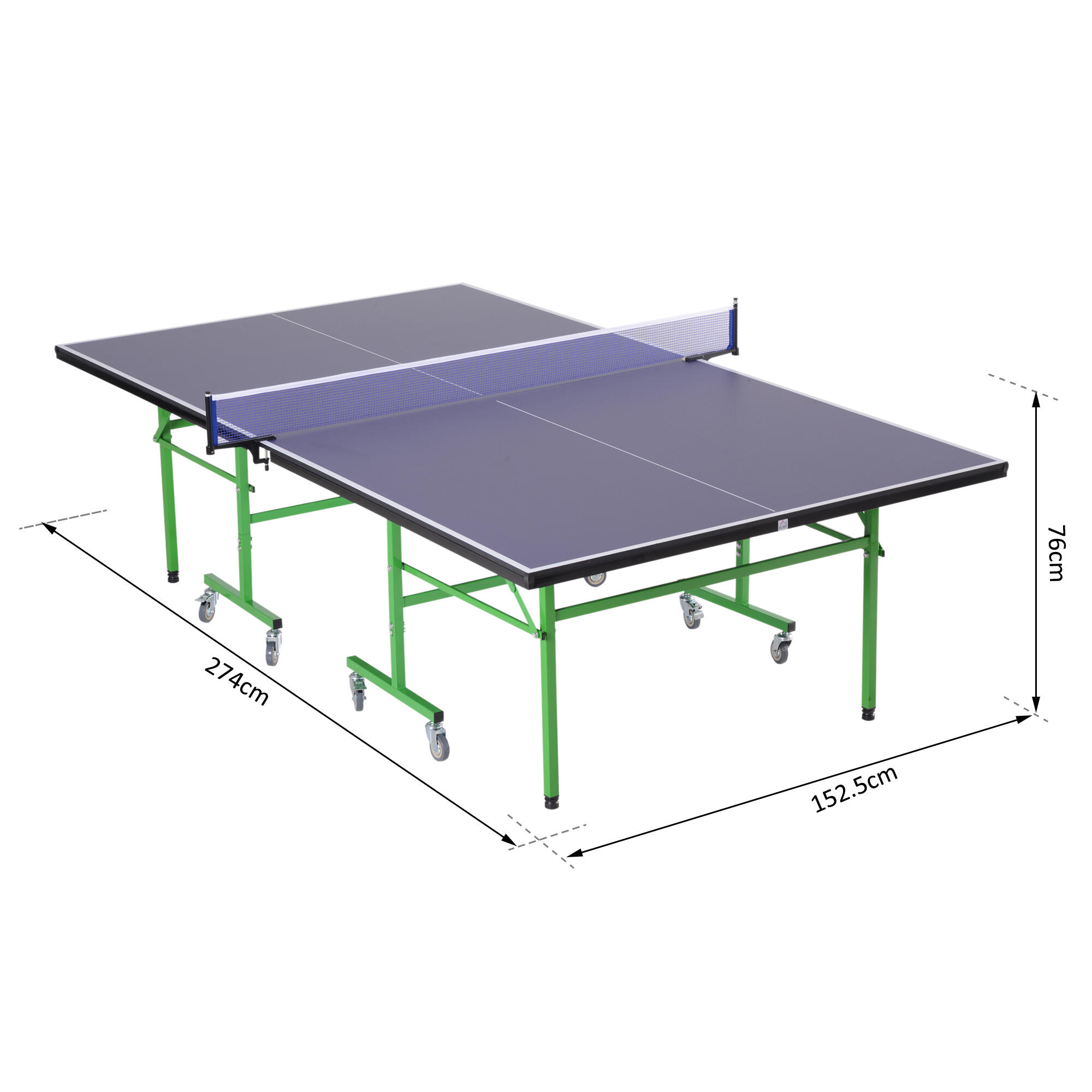 HOMCOM Tavolo da Ping Pong Professionale con Ruote, 152.5x274x76cm 3/7