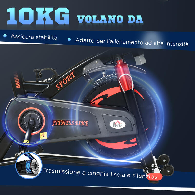 HOMCOM Cyclette con Schermo LCD, Volano 10kg e Resistenza Magnetica Regolabile