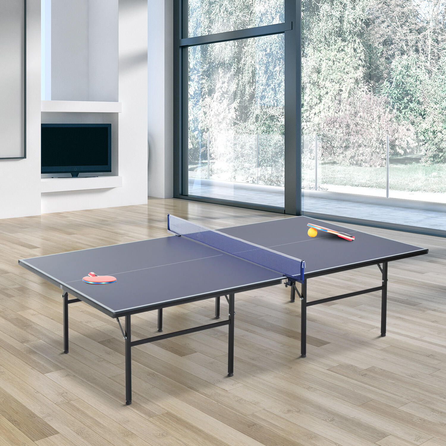 Mesa Ping Pong Dobrável 152.5x274x76cm Azul HOMCOM 2/7