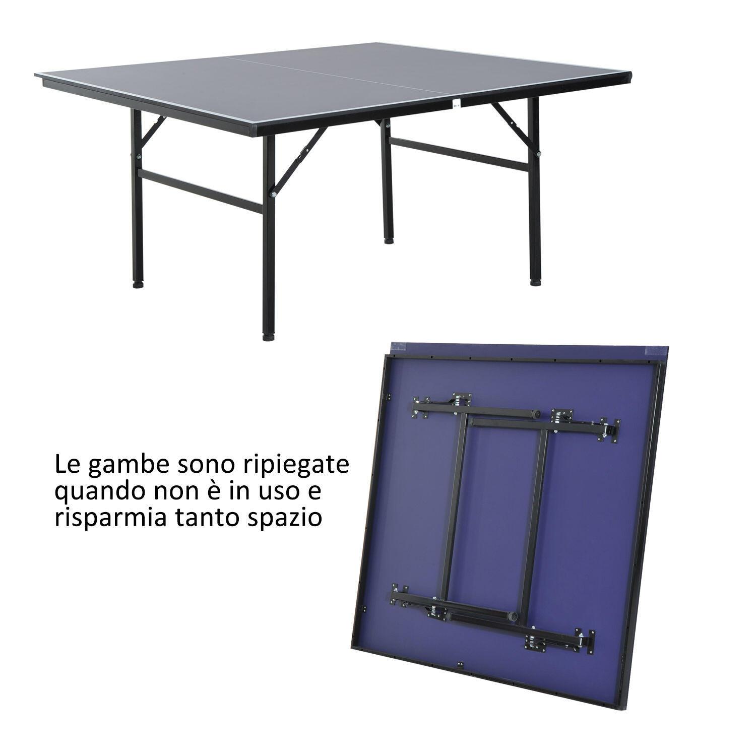 HOMCOM Tavolo Ping Pong Pieghevole in Legno MDF e Acciaio, 152.5x274x76cm 4/8