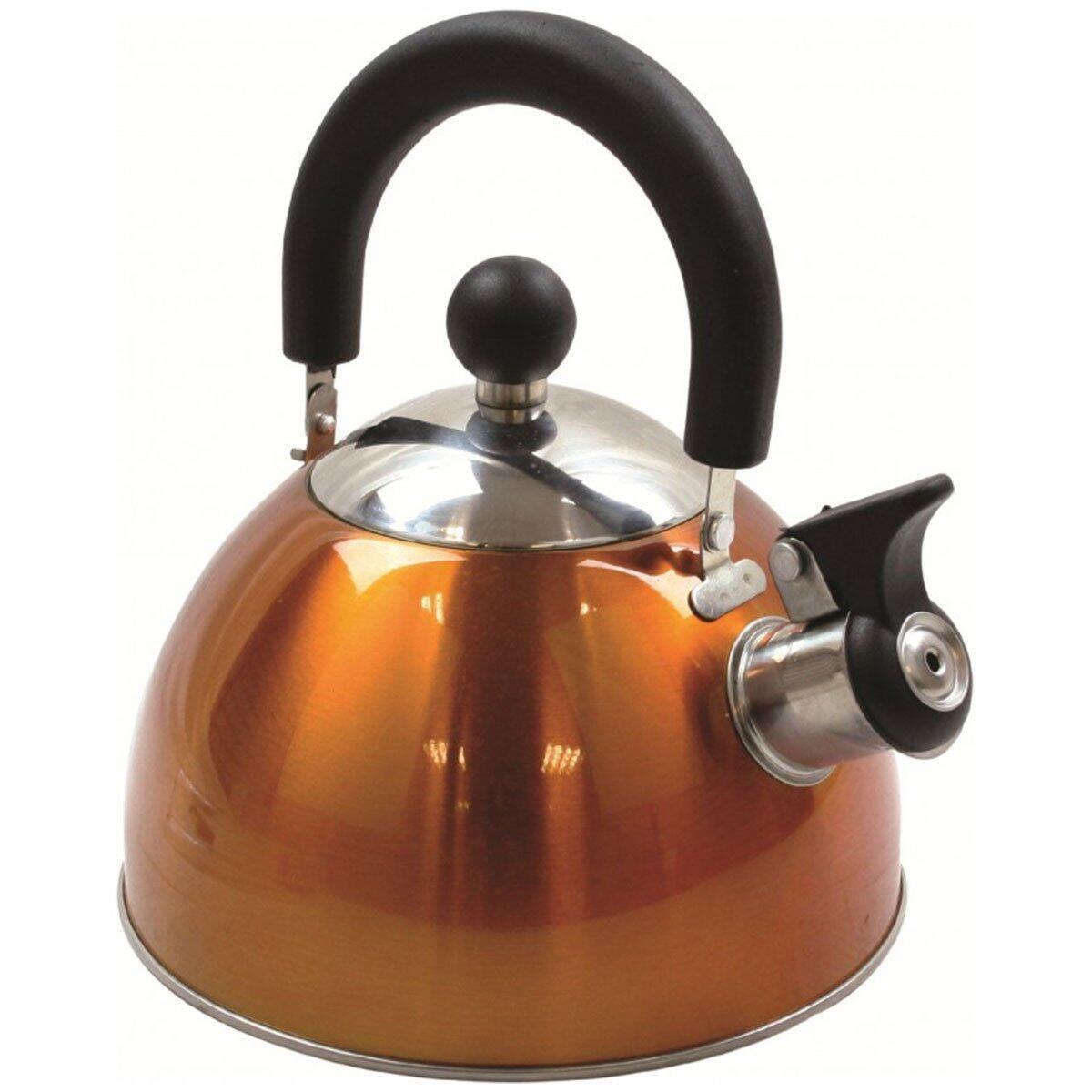 HIGHLANDER Highlander Deluxe Stainless Steel Whistling Kettle Orange