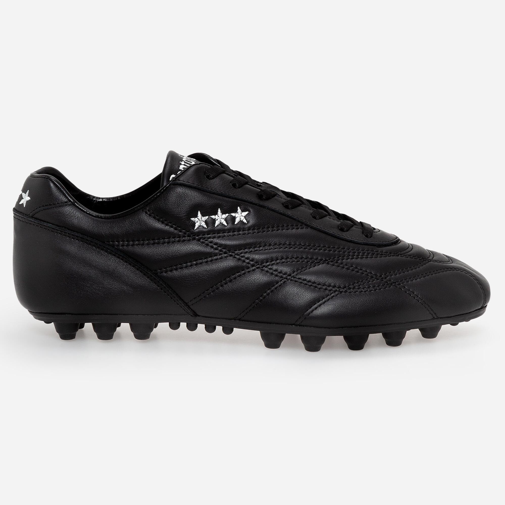 Scarpe calcio uomo NEW STAR VITELLO nero ricamo bianco suola GO 2/5