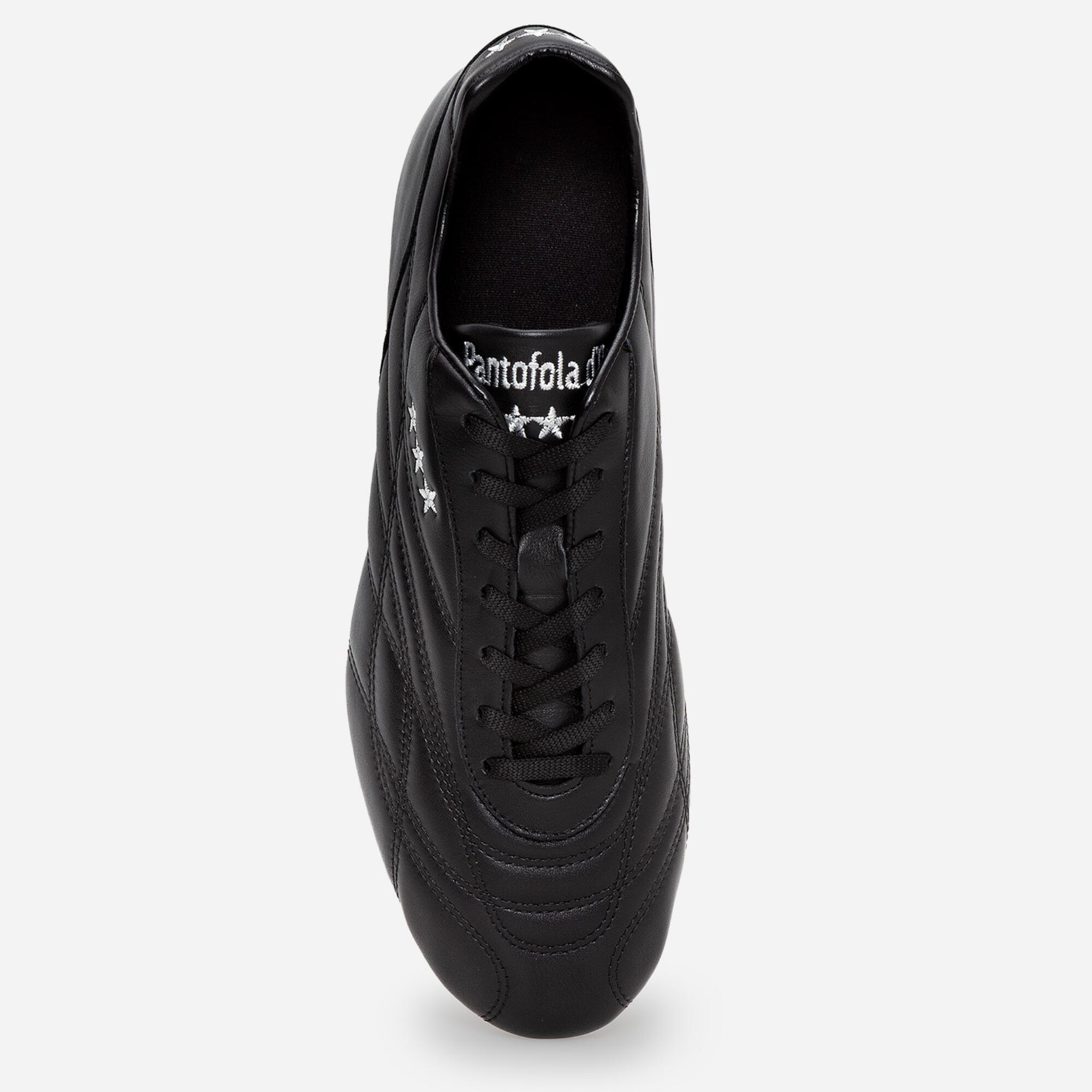Scarpe calcio uomo NEW STAR VITELLO nero ricamo bianco suola GO 5/5