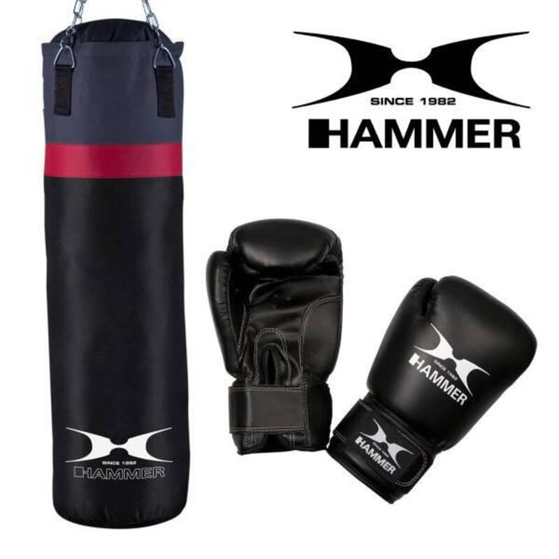 Set de boxeo Cobra 100cm + guantes - Negro - Duradero - Todas las edades- unisex