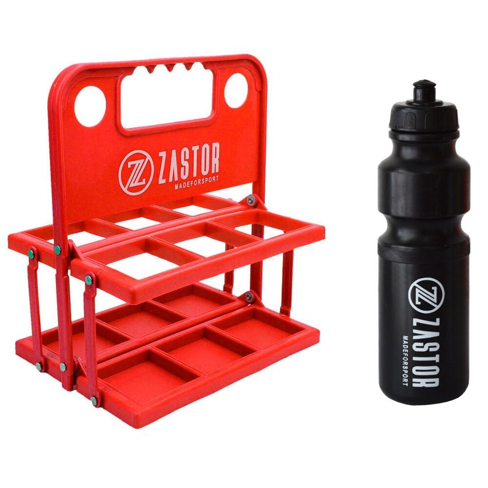 ZASTOR Pack 6 Botellas 750 ml Negro con Portabotellas Plegable Rojo