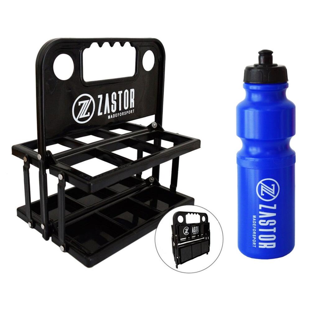 ZASTOR Pack 6 Botellas 750 ml Azul con Portabotellas Plegable Negro