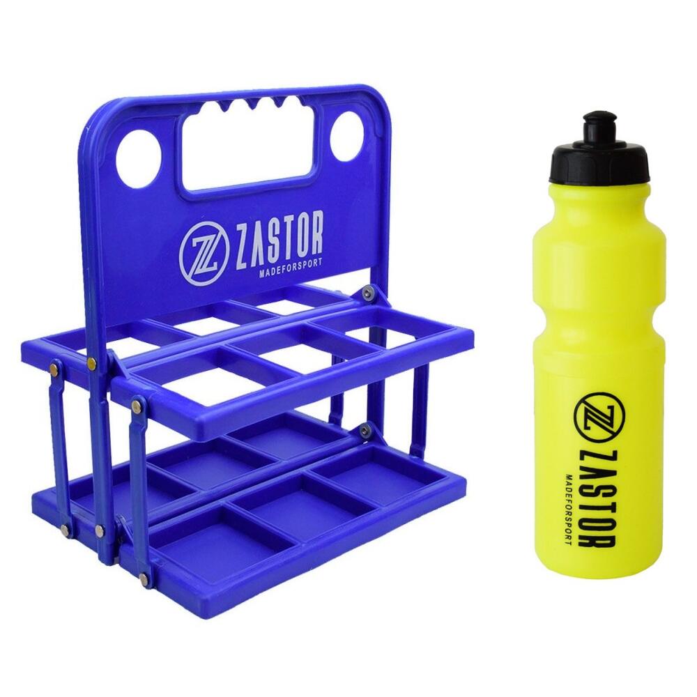 ZASTOR Pack 6 Botellas 750 ml Amarillo con Portabotellas Plegable Azul