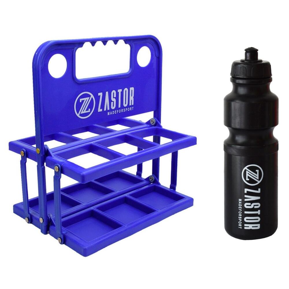 ZASTOR Pack 6 Botellas 750 ml Negro con Portabotellas Plegable Azul