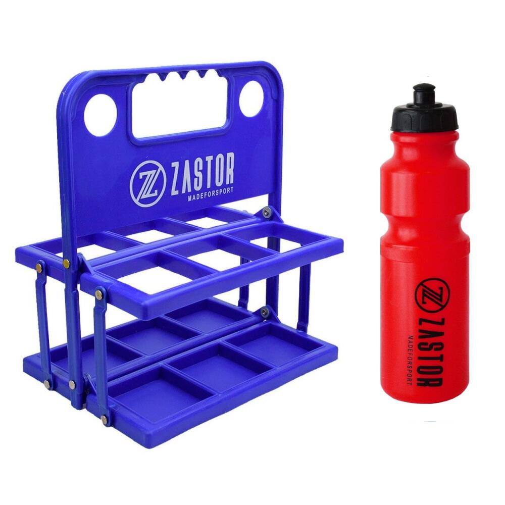 ZASTOR Pack 6 Botellas 750 ml Rojo con Portabotellas Plegable Azul