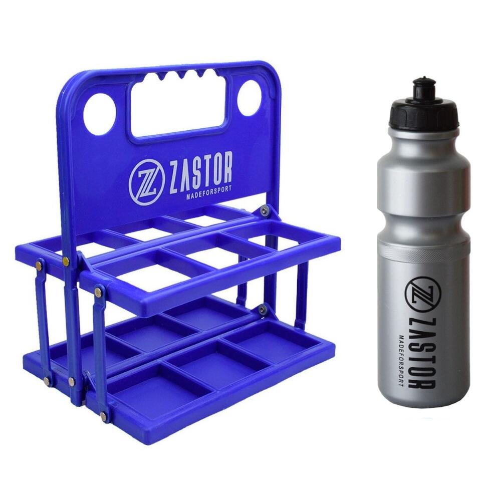 ZASTOR Pack 6 Botellas 750 ml Gris con Portabotellas Plegable Azul