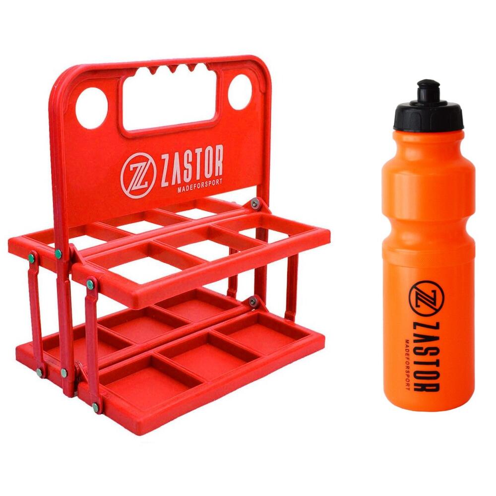 ZASTOR Pack 6 Botellas 750 ml Naranja con Portabotellas Plegable Rojo