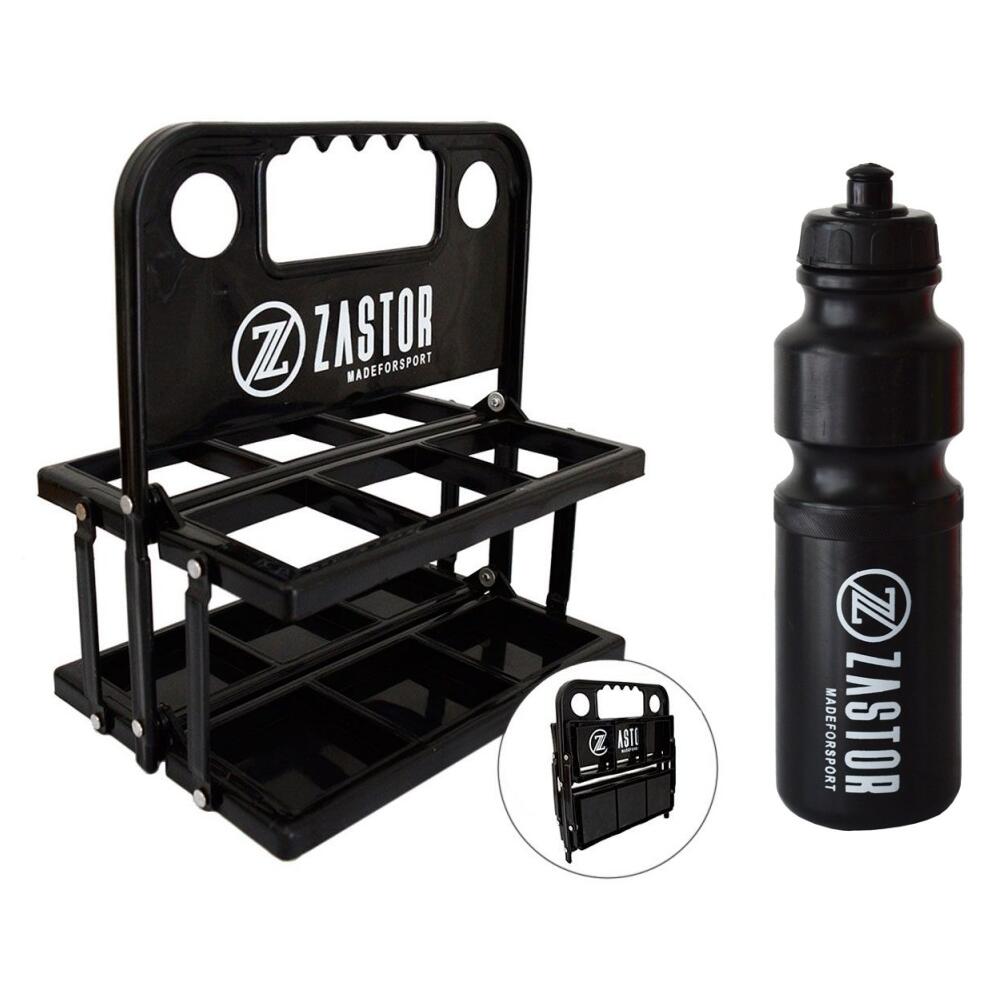 ZASTOR Pack 6 Botellas 750 ml Negro con Portabotellas Plegable Negro
