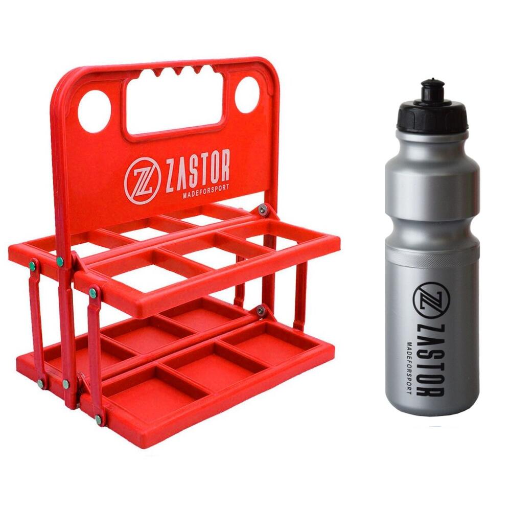 ZASTOR Pack 6 Botellas 750 ml Gris con Portabotellas Plegable Rojo
