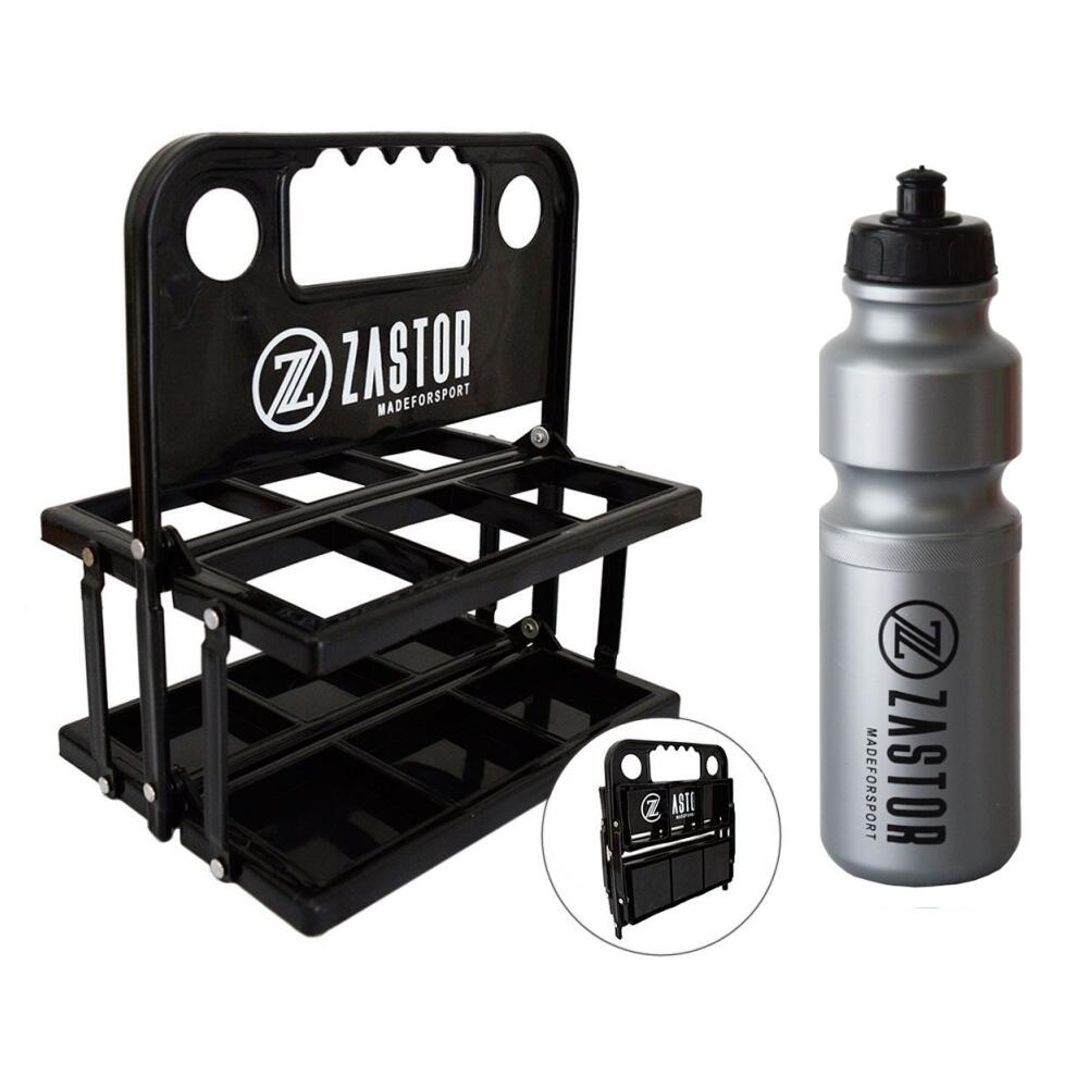 ZASTOR Pack 6 Botellas 750 ml Gris con Portabotellas Plegable Negro