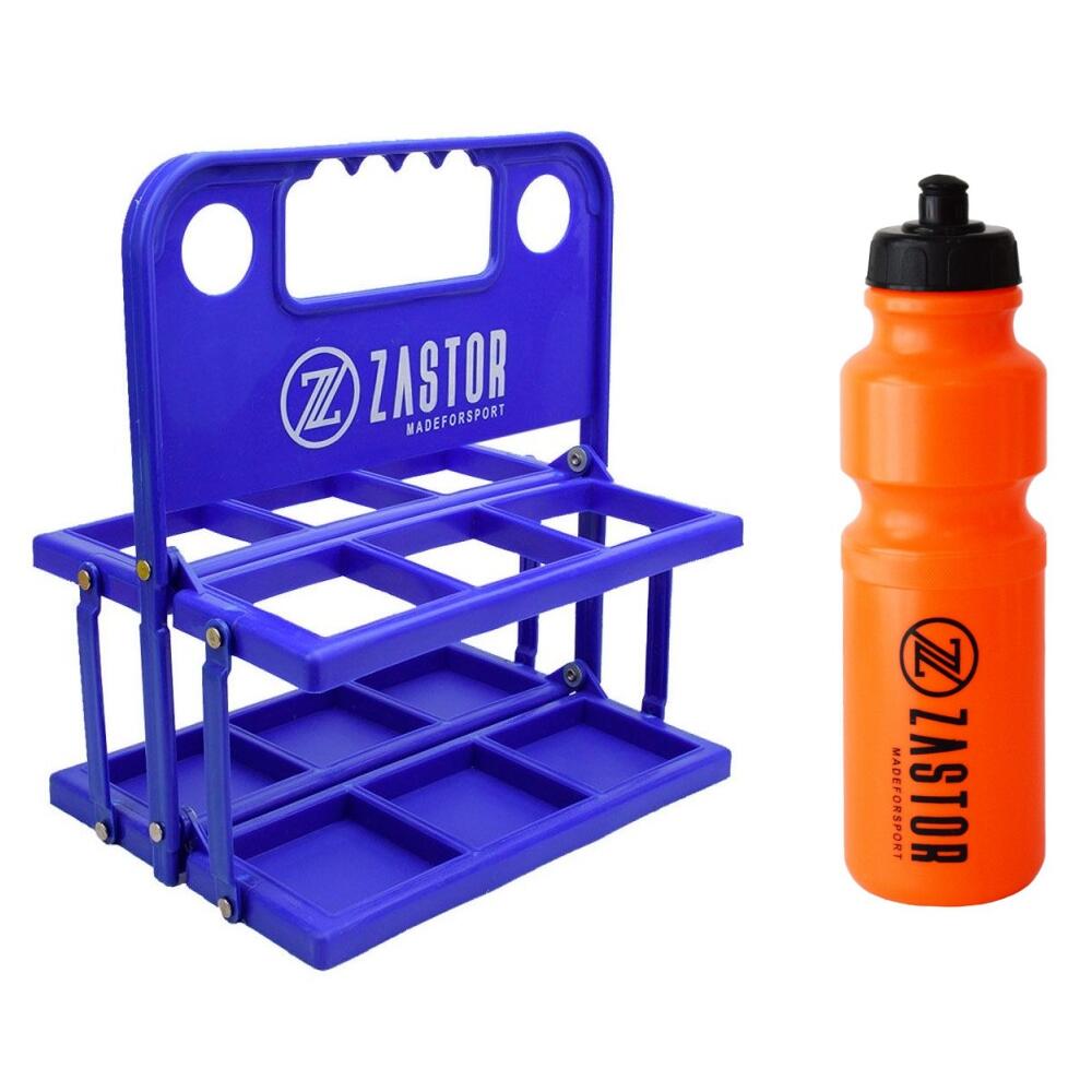 ZASTOR Pack 6 Botellas 750 ml Naranja con Portabotellas Plegable Azul