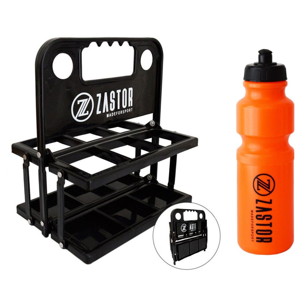 ZASTOR Pack 6 Botellas 750 ml Naranja con Portabotellas Plegable Negro
